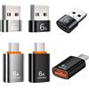 SELIACR Adattatore da USB a USB-C (6 pezzi), Tipo C Maschio a USBA Femmina, TipoC Femmina a USBA Maschio, USB3.1 Supporto 6A per MacBook Pro, iPad pro, Telefoni Cellulari, PC (4 Nero, 2 Argento)