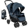 LIFEZEAL Passeggino Gemellare, Doppio, Carrozzina per Bambini, Passeggino da Viaggio, Leggero, Pieghevole, Compatto, Regolabile, Portatile, Reclinabile, Comodo, Max 30 kg, 123x57x95-110 cm (blu)