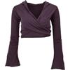 GURU SHOP Camicia a Maniche Lunghe con Maniche a Tromba, Yogatop, Camicia a Maniche Lunghe con Maniche a Trombetta, Melanzana, Cotone, Dimensione Indumenti:S/M (36), Maglioni, Felpe a Maniche Lunghe