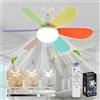 VHV Ventilatore da Soffitto con Luce e Telecomando, LED Ventilatore Dimmerabile Plafoniera con 40W E27 Lampada Integrata, 6 Pale, 3 Velocità, Silenzioso, per Soggiorno, Camera, Tramonto (Colore)