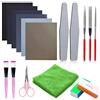 Woohome 17 Pz Stampo Silicone Strumento, Kit di Lucidatura in Resina, Carte Abrasive, Blocchi di Lucidatura, Forbici, Spazzole per Forniture per Gioielleria, Resina Epossidica