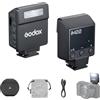 Godox iM22 Flash per fotocamera, 5 livelli di potenza, 440 Lampeggi a piena potenza, Speedlite Mini Flash iM22 con Batteria Al Litio Integrata Compatibile con Canon Fuji Nikon Panasonic Olympus Sony
