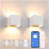 K-Bright Lampade da parete a LED da 2 pezzi con telecomando Lampade da parete 14W Dimmerabili Luminosità regolabile 3000K-6000K, Angolo del fascio regolabile su Giù Illuminazione da parete IP65 Bianco