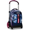 Seven Trolley Tyre - CLOUDY SHAPES, Blu Rosa - Trolley Scomponibile 3in1, Uso Zaino - Zaino Scuola Bambina Doppio Scomparto - Multi Tasche, Organizer Interno