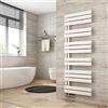 Heilmetz Scaldasalviette elettrico bagno a tubo piatto 1385 x 500 mm，Radiatore portasciugamani monofacciale ，attacco laterale per portasciugamani ad acqua calda, Bianco