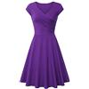 YMING Abito da Donna con Scollo A V Abito Casual con Maniche Ad Aletta Abito Kniealng Viola S