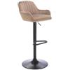 Vente-unique-Sgabello da Bar in Velluto e Metallo Nero Altezza Regolabile Beige - Eleana