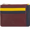 DUDU Bustina porta carte di credito in vera pelle colorata portafogli con zip Burgundy