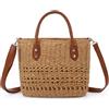 7VSTOHS Borsa con Coulisse in Paglia a Secchiello in Rattan Piccola Tracolla in paglia Intrecciata per Donne Borsa estiva da Spiaggia Borsetta Crossbody