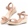 Hitmars Sandali Donna Zeppa Estivi Espadrillas Plateau Platform Zeppa e Tacco Lacci Fibbia Cinturino Scarpe Espadrillas Moda Classiche NN2 Beige 38 EU