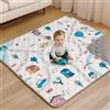COMOMY Tappeto Gioco Bambini 127x127 cm, Pieghevole e Lavabile - Tappetone Neonato Morbido Trapuntato con Fondo Antiscivolo per Gattonamento, per Box, Grigio-Bianco