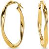 Miore Orecchini Donna Argento Sterling 925 Placcato Oro 18K, Orecchini a Cerchio Dorati ed Intrecciati da 30mm, Gioielli da Donna Made in Italy, con Custodia Portagioie