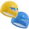 Tolenre Nuoto per Bambini 2 Pezzi Cuffia Piscina Bambini Impermeabile per Ragazze Cappello da Nuoto Elastico Cappello da Nuot in Motivo Coccodrillo per Bambi Ragazze Ragaz (2, blu e giallo)