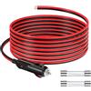 GUNGY Spinotto Accendisigari Auto 12V Presa Accendisigari Cavo Prolunga 4M 14AWG Spina Accendisigari Maschio con Fusibile 15 A per Auto SUV Camper