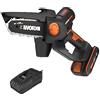 WORX Nitro Mini Motosega potatore a batteria WG325E, Motore Brushless, lubrificazione automatica, leggera e compatta, Motosega Elettrica, PowerShare 20V, con batteria e caricabatterie