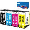 OINKWERE 603XL Cartucce 8 Confezione Compatibili per Epson 603 XL Cartucce per Expression XP 2100 XP 2105 XP 2150 XP-3100 XP-4100 WorkForce WF 2810 WF 2820 WF 2830 WF-2835 (Nero Ciano Magenta Giallo)