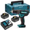 Makita Trapano avvitatore a percussione Makita 18V 4.0Ah - 2 batterie, caricabatterie, custodia - DHP482RMJ