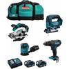 Makita - Kit MK404 (DHP482 + DSS610 + DJV182 + DBO180 + 2 x 5,0 Ah + DC18RC + LXT600)
