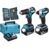Makita Set di batterie Makita 18V (DTD157Z + DHP487Z + DC18RC + 2x BL1830B) in makpac