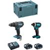 Makita Trapano 18V Makita avvitatore a impulsi + 2 batterie Li-Ion 5Ah + caricabatterie + valigetta Makpac - DLX2131TJ