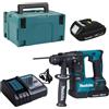 Makita Trapano a percussione a batteria Makita 18V DHR171RAJ sds+ con 2 batterie da 2,0 Ah + caricabatterie in makpac 3