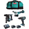 Makita - Kit MK306 (DHP482 + DHR171 + DGA504 + 2 x 5,0 Ah + DC18RC + LXT600)