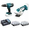 Makita - DK18B56Y Set trapano a percussione e cesoie 18 v con batterie