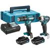 Makita Kit trapano HP333D+TRAPANO TD110D 2 batt. litio 12V 2AH (CLX228AJ) - 2 batterie 'li-ion' da 2AH