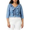 Wrangler Western Frill Blouse Maglietta, Light Stonewash, S Donna
