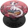 Aesthetic Cottagecore Flowers Dragon Boo Cottagecore Flowers - Libro di libri con drago bianco PopSockets PopGrip Adesivo