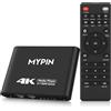 MYPIN Lettore multimediale 4K con funzione di commutatore HDMI a 2 ingressi e 1 uscita, commutazione automatica con telecomando, lettore multimediale Supporta la riproduzione in loop/automatica/ripresa