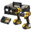 Dewalt Utensili - Set trapano a percussione e avvitatore a impulsi a batteria da 18 v, 2x batterie 4,0 Ah powerstack, caricabatterie DCK2062M2T - Dewalt