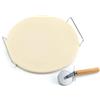 Ompagrill Set Pietra Refrattaria Rotonda 33 cm con Supporto e Rotella Tagliapizza