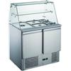 Ristoattrezzature Modello: 104420022017,Banco frigo saladette espositivo con vetro dritto e mensola intermedia 2 porte 90x70x85h cm