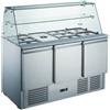 Ristoattrezzature Modello: 104420032406,Banco frigo saladette espositivo con vetro dritto e mensola intermedia 3 porte 136,5x70x85h cm