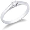 Gioielli di Valenza Anello solitario in oro bianco 18k con diamante, 0.10 ct