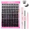 FADLASH Kit di Extension Ciglia Ciuffetti 200D 140pcs Ciglia Finte Volume Russo 0,07mm D Curva Mix 8-16mm Naturali Lash Cluster, Bond and Seal, Pinzette per Ciglia, DIY a Case Salone