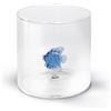WD Lifestyle - Bicchiere in Vetro Borosilicato 250ml con Soggetto in Vetro Colorato Interno (Pesce Azzurro)