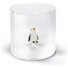 WD Lifestyle - Bicchiere in Vetro Borosilicato 250ml con Soggetto in Vetro Colorato Interno (Pinguino)
