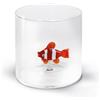 WD Lifestyle - Bicchiere in Vetro Borosilicato 250ml con Soggetto in Vetro Colorato Interno (Pesce Pagliaccio)