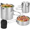 Lixada - Pentola da campeggio, 1 l, in acciaio inox, con coperchio e manico, per camping, escursionismo, pesca e picnic