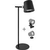 Novaline Lampada da tavolo Led touch Jiki luce regolabile 2W Nera portatile a batteria ricaricabile USB Type-C Novaline