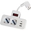 Novaline Ciabatta multipresa elettrica 2 posti + 2 porte USB 1 porta Type-C con cavo da 5cm - 2 Prese Schuko Novaline