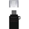 Kingston DataTraveler microDuo3 G2, DTDUO3G2/128GB Drive Flash microUSB e USB Type-A per Android OTG, Nero
