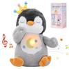 Edencomer Peluche che respira - pupazzo che respira con simulazione di respirazione, musica e luce notturna, pinguini che respira per accompagnare i bambini a dormire