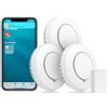 Meross 3 Pezzo WiFi Rilevatore di Fumo, Rilevatori Fumo per la Casa, Rilevatore Intelligente con Hub, Compatibile con Apple Homekit, con Silenziosità e Autotest, Testato Secondo En 14604