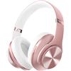 DOQAUS Cuffie Bluetooth Over Ear, [fino a 90 ore] Cuffie senza fili con 3 modalità EQ, HiFi Stereo Pieghevole Cuffie con Microfono, Auricolari morbidi per iPhone/ipad/Android/Laptop Rose Gold