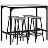 HOMCOM Set Tavolo Bar con 4 Sgabelli, Bancone, Tavolo Alto con Sgabelli con Poggiapiedi, Tavolino Bar per Pranzo, Soggiorno e Cucina, Grigio e Nero