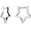 Qings Orecchini a Cerchio Stelle Donna Ragazze - Qings Argento Sterling 925 Piccoli Star Geometrico ipoallergenici Orecchino a Forma di Stella Regalo di Gioielli