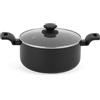 Progress Marble Ceramic Casseruola - 24cm Rotonda Cocotte Pentola Con Coperchio, Antiaderente, per Adatto a Piani di Cottura, alluminio Pentola multifunzionale con impugnature doppie